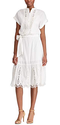 Ralph Lauren Lauren Scalloped Cotton Dress White...