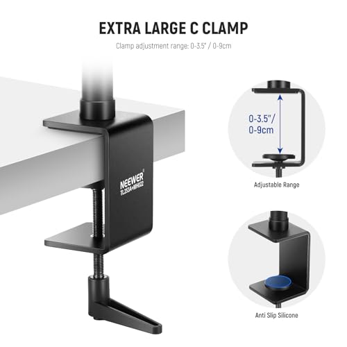 Image of NEEWER Upgraded Overhead Camera Rig with Trifold Camera Boom Arm (Max Load 2lb), 47 inch /1.2m Telescopic Desk Mount Stand (Max Load 8.8lb) with Phone Clamp Ball Head for LED Light Webcam Mic, TL253A+MH022
