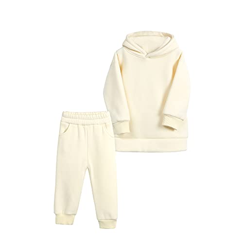 Image of MYGBCPJS Youth 2PCS Jogger Outfits Set Fleece Hooded + Sweatpants Boys Girls Athletic Sweatsuits Pullover Clothes