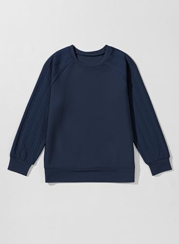 Blibean Tween Girls Fall Sweatshirt Little Kids Spring Sweat Shirts Girl Athletic Pullover Tops Clothes Age 8T-9T (Size 8-9 Years) Navy Blue thumb #7
