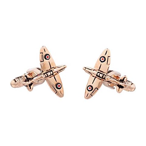 Onyx-Art London Rose Gold Spitfire Plane Cufflinks Cover