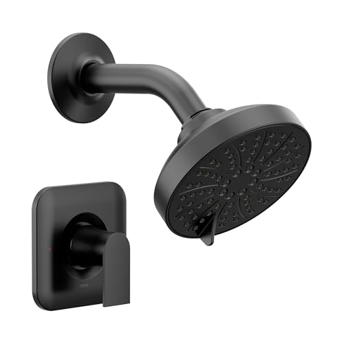 Moen Genta LX Pressure Balancing Eco-Performance Modern Shower Trim with Showerhead and Lever Handle, Posi-Temp Valve Required, Matte Black, T2472EPBL