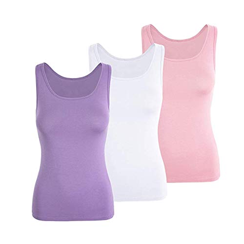 TAIPOVE 3 Packs Ladies Cami Camisole Tank Top Built in Shelf Bra Bust