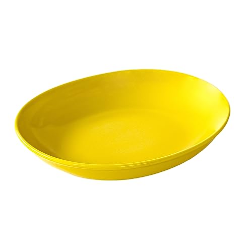 ????(Saikaitoki) Saikai Pottery 18307 Hasami Ware Common Bowl Plate, Oval, Yellow, Diameter Approx. 9.1 inches (23 cm), Microwave and Dishwasher Safe