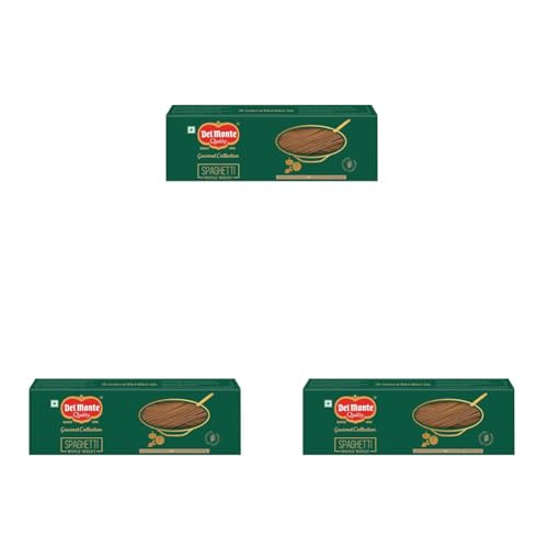 Image of Del Monte Whole Wheat Spaghetti Pasta, 500g | 100% Whole Wheat | Healthy Pasta - No Maida | Gourmet Pasa | High Protein & Fibre | 100% Vegetarian, 0% Cholesterol & Trans Fat (Pack of 3)