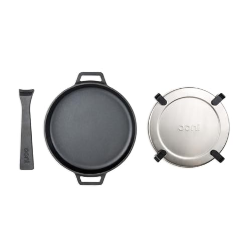 Ooni Cast Iron Skillet Pan - 9" Round Skillet with Removable Handle and Sainless Steel Trivet, Cast Iron Frying Pan, Pre-Seasoned Non-Stick Oven Safe Cookware, Pizza Oven and BBQ Accessories