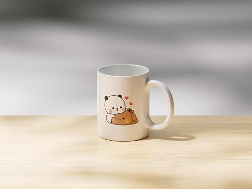 Clapcart Designer Printed Coffee Mug/Cup - White Ceramic Mug (Lazy Taddy Design Print), 360 ML