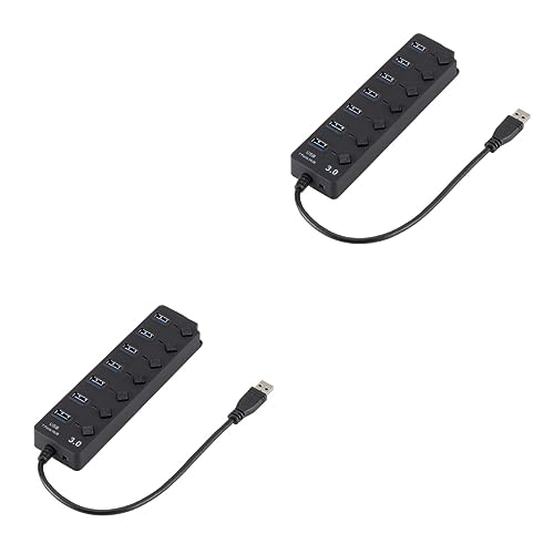2pezzi Hub Porte con Interruttori Indipendenti Splitter Multiporta pc e Tablet Design Compatto e per Uso Domestico e Ufficio leggero usb nero