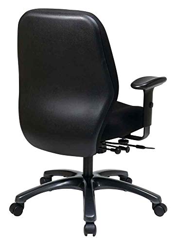 Office Star 24/7 Elite Intensive Use Ergonomic Office Chair With 2-To-1 Synchrony Tilt With Seat Slider, Adjustable Arms And Titanium Finish Aluminum Base, Icon Black #TOP5