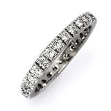 Solid 14k White Gold 0.8 ctw Natural Diamond Full Eternity Wedding Band Ring for Women 2.5 mm - Handmade in USA - April Birthstone (rose-gold, 3.75)