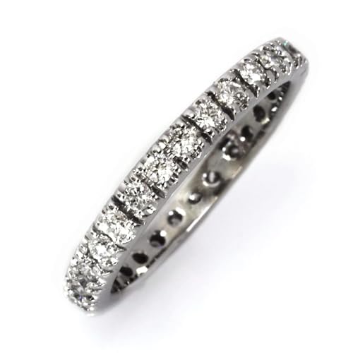 Solid 14k White Gold 0.8 ctw Natural Diamond Full Eternity Wedding Band Ring for Women 2.5 mm - Handmade in USA - April Birthstone (rose-gold, 3.75)