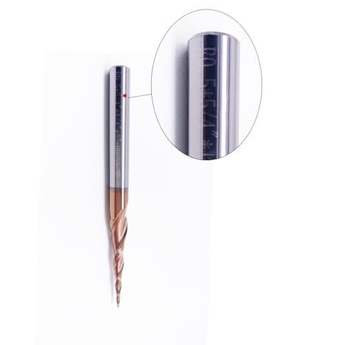 Image of 2Pcs Tapered Ball Nose End Mill - 1 /4 inch Shank, 3 inch Overall Length, 0.5mm Tip Radius (R0.5), 4.82 Per Side Angle - Precision CNC Tool for Hard Metals, Wood & Plastic (Professional & DIY Use)