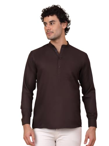 Image of Jompers Men's Cotton Regular Fit Solid Short Kurta