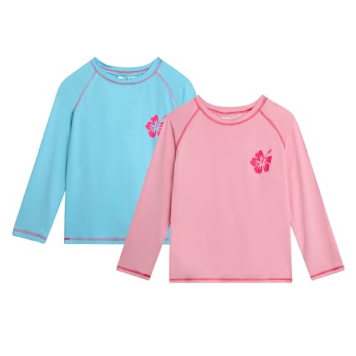 Image of Real Love Toddler Girls Rash Guard - 2 Pack Quick Dry Sun Protection Girls Swim Shirt Long Sleeve Rash Guard Kids (2T-16)