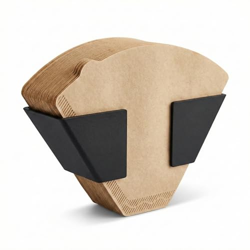 BERGKONTOR Kaffeefilterhalter Größe 4 Schwarz Selbstklebend ohne Bohren Filtertüten Aufbewahrung für Camping Wand & Küchenschrank Kaffeefilter Spender Halterung 1x4