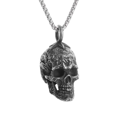 Collier Punk Rock avec Pendentif Gothic Big Skull pour bijoux moto homme femme