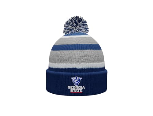 Sport Your Gear Georgia State Panthers Prime Cuffed Fold Over Pom Pom Winter Knit Beanie