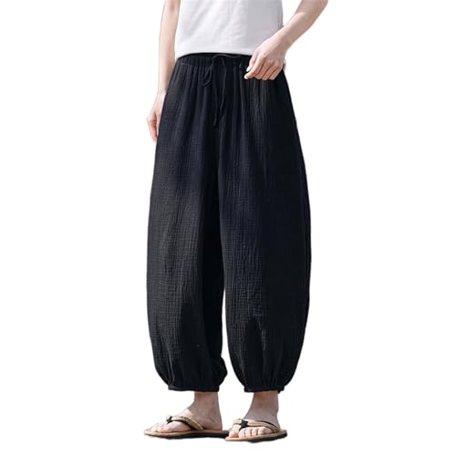 Pantalon coton lin style chinois pour homme coupe ample vintage