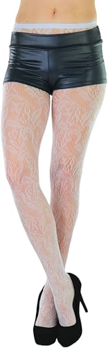 Image of ToBeInStyle Women's Elegant Floral Lace Inspired Spandex Net Full Length Tights
