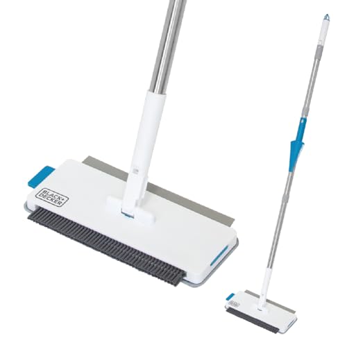 BLACK+DECKER BXFM64539E - Mopa de limpieza multifuncional 7 en 1 con cepillo de barrido, cepillo para grietas, escobilla y plumero, poste telescópico, cabezal giratorio de 360°, acero inoxidable, 33 x