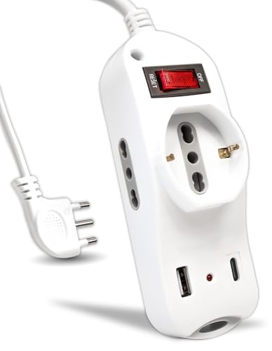 Multiprise Type C avec adaptateur USB et fiche secteur Schuko pour bureau