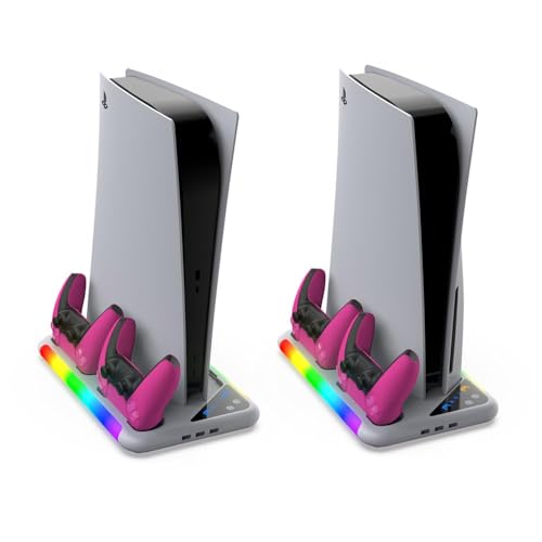 Image of PSS PS5 Slim Stand with Cooling Fan Station and Dual Controller Charging Station for PS5 /PS5 Slim Console Disc /Digital