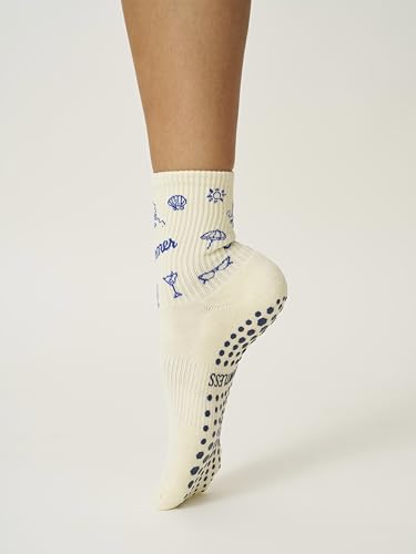 Image of Shapes Studio Half Calf Grip Socks, Cute Fruit Pilates Socks, Ruffle Socks, Non-Slip for Barre Yoga