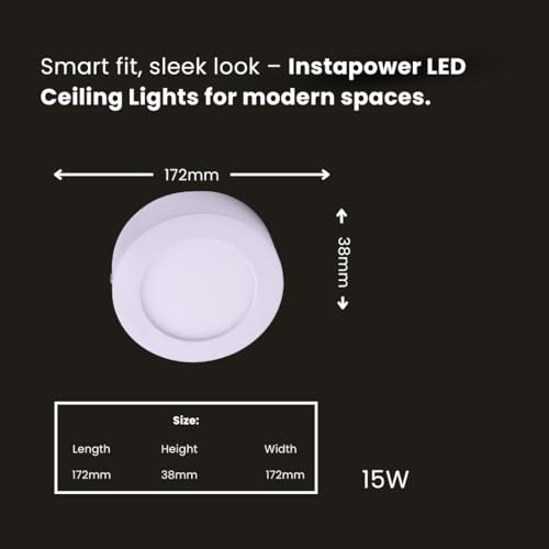 Image of Instapower Aluminium Surface Ceiling Light Ultra Slim Round LED Downlight 2-Year Warranty (Warm White-15W)