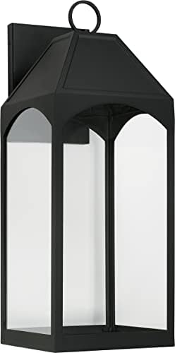 Capital Lighting 946341BK-GL Burton Night Sky Clear Glass Outdoor LED Wall Lantern, 1-Light 7 Watt, 26" H x 10" W, Black