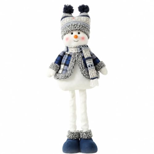 Image of KiBcsLic Wobble Snowman Decorative Figurine with Embroidered Details and Freestanding Structure for Christmas Tabletop Shelf Display Without Extra Support, Style C