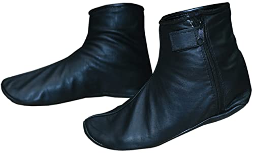 Shanan Men Women Unisex Real Black Sheep skin Leather Socks with Fleece Lined Sizes 6 to 114