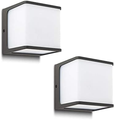LUTEC 2 Packs TELIN LED Sconces Wall Lighting Indoor Outdoor Wall Light 14.5W Warm White 3000K 1000Lumen with Opal PC Diffuser for Porch, Garage, Garden, Entryway