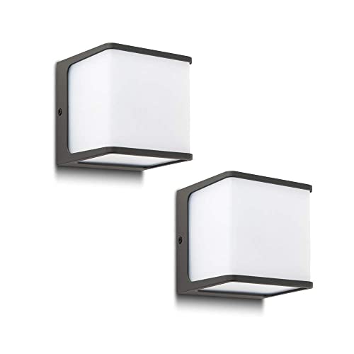 Lutec 2 Packs Telin Led Sconces Wall Lighting Indoor Outdoor Wall Light 14.5W Warm White 3000K 1000Lumen With Opal Pc Diffuser For Porch, Garage, Garden, Entryway #TOP2