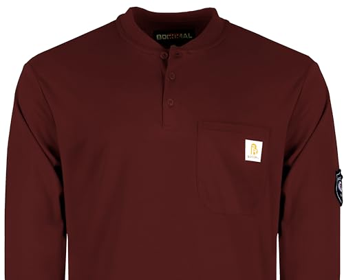 Image of BOCOMAL FR Shirts Flame Resistant Shirt 5.5oz 100% Cotton Light Weight CAT2 Fire Retardant Henley Shirts