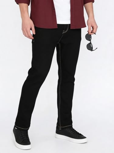Image of Urbano Fashion Men's Straight Fit Heavy Washed Denim Jeans Stretchable