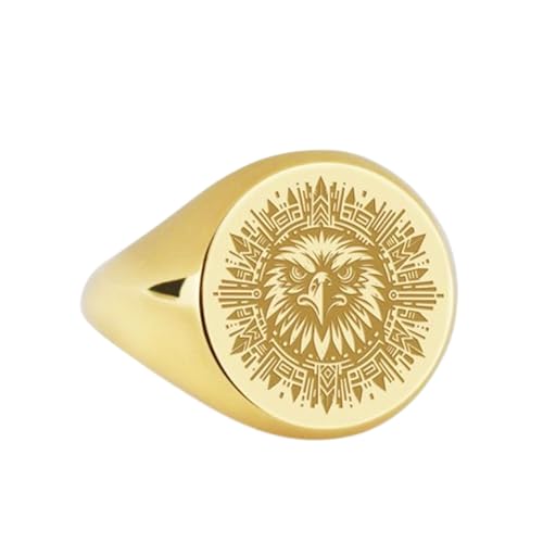 Bague Aigle Aztèque en Argent 925, une chevalière gravée en or pour homme élégant
