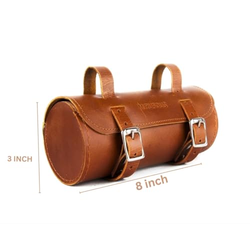 Set de 2 Alforjas Vintage de Cuero Marrón para Moto miniatura 6