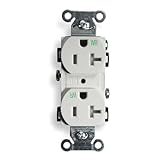 Hubbell BR20WHIWRTR Weather/Tamper Resistant, Common Ground, 20 amp, 125V, 5-20R, White