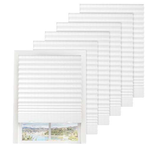 Xygobla 4Pcs Temporary No Drill Window Blinds | Non-Woven Fabric Cut-to-Size & Self-Adhesive Fit Light Filtering Privacy Protection | with 8 Clipsfor Bedroom Kitchen Bathroom(White 60 * 150cm)