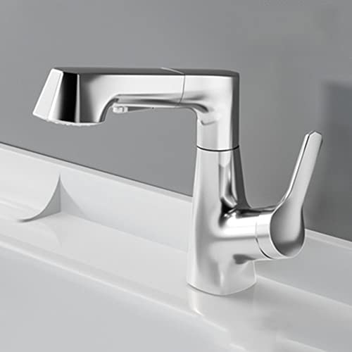 OWOHYG Grifos de Lavabo extraíbles elevables Grifo Monomando para Lavabo Grifo Mezclador de baño con 2 Modos de Agua Caliente y fría, bajo Nivel de Ruido, Cromado