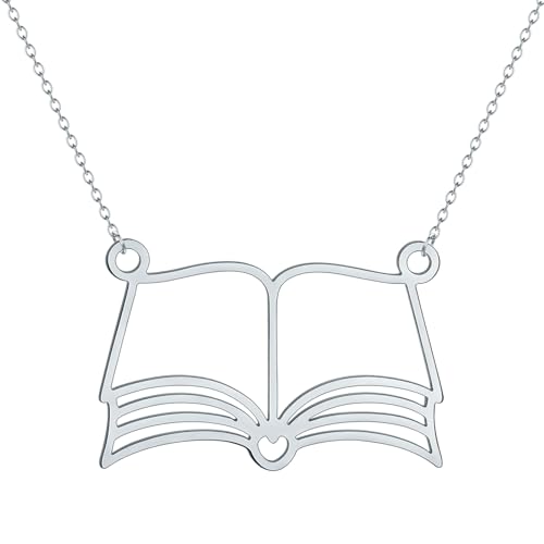 GZHENGZG Collar para Mascotas para Hombres, joyería para Mujeres Collar de Libros Collar de Amante de la Lectura Ratón de Biblioteca Libros Favoritos Colgante Joyería para Hombres y Mujeres Regalo