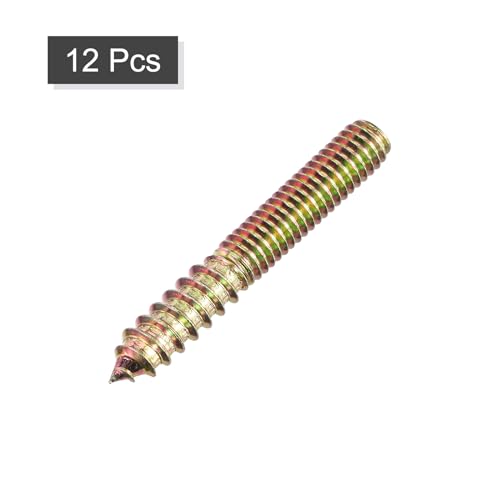 Image of uxcell 5 /16-18x2-1 /4 Hanger Bolts, 12pcs Double Ended Screws Wood Dowel Screws for Furniture