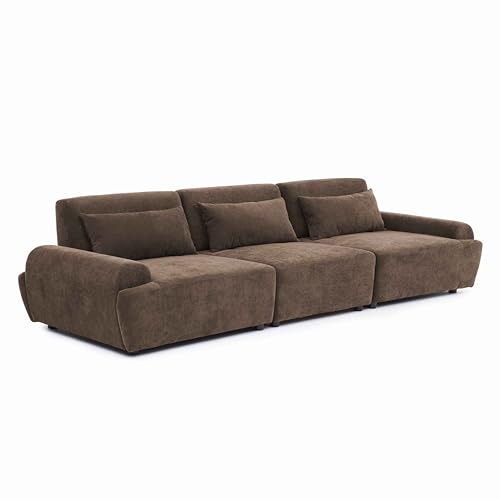 Oviala Canapé modulable 3 Places en Tissu Dossier Ajustable 303 cm Chocolat - Callisto