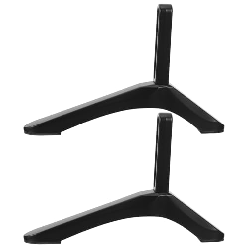 Meuble TV de bureau noir avec pieds en aluminium robustes pour téléviseurs, idéal pour la chambre à coucher, le bureau, le salon – Décoration...