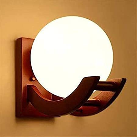 Image of Traditional Indoor Wall Light Wall Lamp Wood Light for Home Decoration,Living Room,Indoor Outdoor (Brown) Globe Shape Wooden 5 to 80 Watts E27 Holder(Bulb not Included) Pack of 1