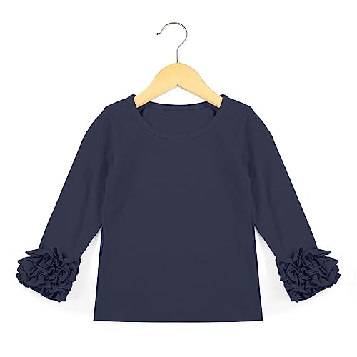 2023 Moda de inverno para meninas camiseta de base de cor sólida com renda manga longa blusa casual