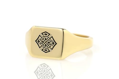 Bague Signet Croix Celtique Or 14k, un Chef-d'Œuvre de Haute Joaillerie
