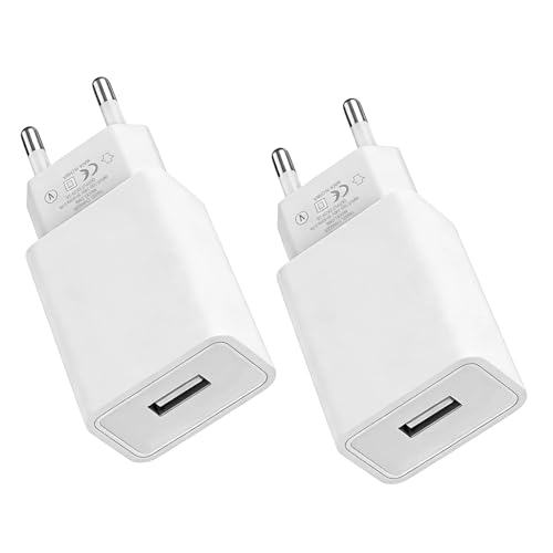 Cargador USB Rápido   2 Pcs Cargador de Pared USB 5V 2A, Compacto y Portátil, Compatible con Smartphones, Relojes Inteligentes y Auriculares, S6 S7 S8 S9 S10 S20 S21 S22 S23 A13 A53/Note (Blanco)