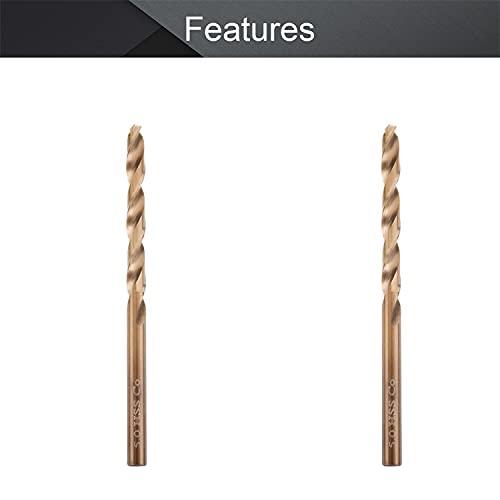 Utoolmart Twist Drill Bits 5mm Dia Split Point Tip High Speed Steel Cobalt Straight Shank Drilling Hole Tool for Steel Wood Plastic Metal Copper Aluminum Alloy Champagne Color 2pcs - Image 3