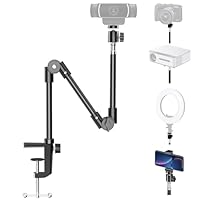 KDD Webcam Stand mit Handyhalterung, Kamerahalterung 22 Faltbar Schwanenhals & Schreibtisch Projektor Halter für Logitech C922 C930e C920S C920 C615 C960 Brio 4K, Gopro Hero 8 7 6 5